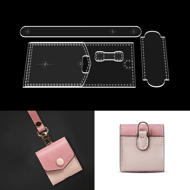 

YOMDID 5PCS Handcraft Leather Acrylic Template Headphone Organizer Bag Stencil DIY Wallet Making Mold Leather Craft Supplies