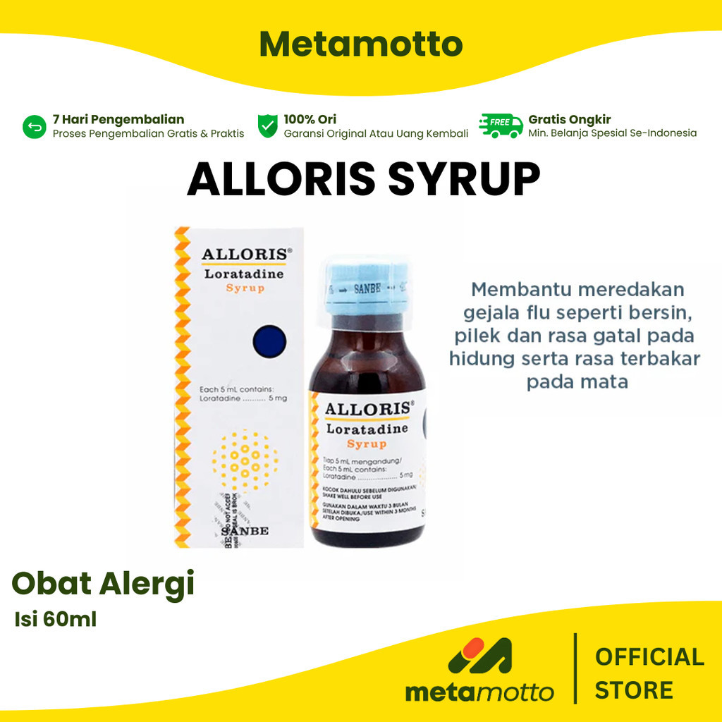 Alloris Sirup 60 ml Obat Alergi Anak Biduran Gatal Hidung Berair - Metamotto Marelan