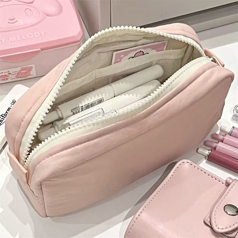

Large Capacity Pencil Pouch Aesthetic Pen Bag Simple Solid Color Stationery Box Zipper Design Back To School Pen Bag