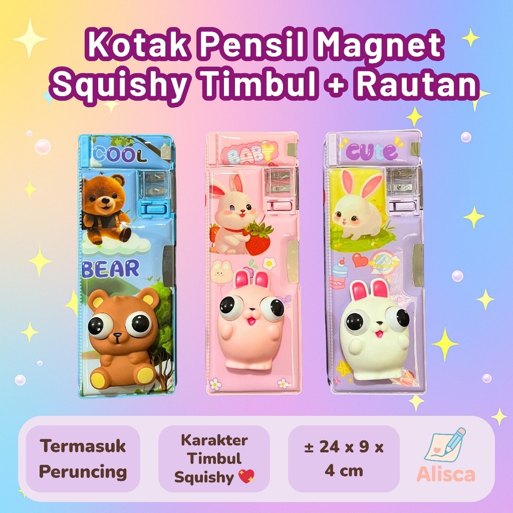 

COD Tempat Pensil Magnet Lucu Squishy Karakter 3D + Peruncing - Kotak Magnetik Anak XPM 565-X