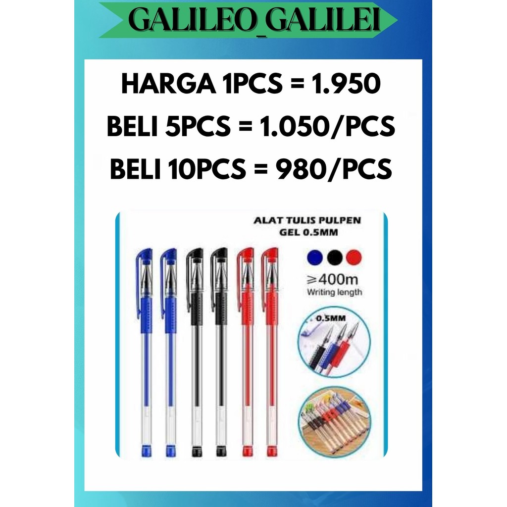 

GW PENA BOLPOIN PEN PULPEN GEL WARNA HITAM MERAH BIRU 0.5 mm ALAT TULIS SEKOLAH TINTA CAIR N
