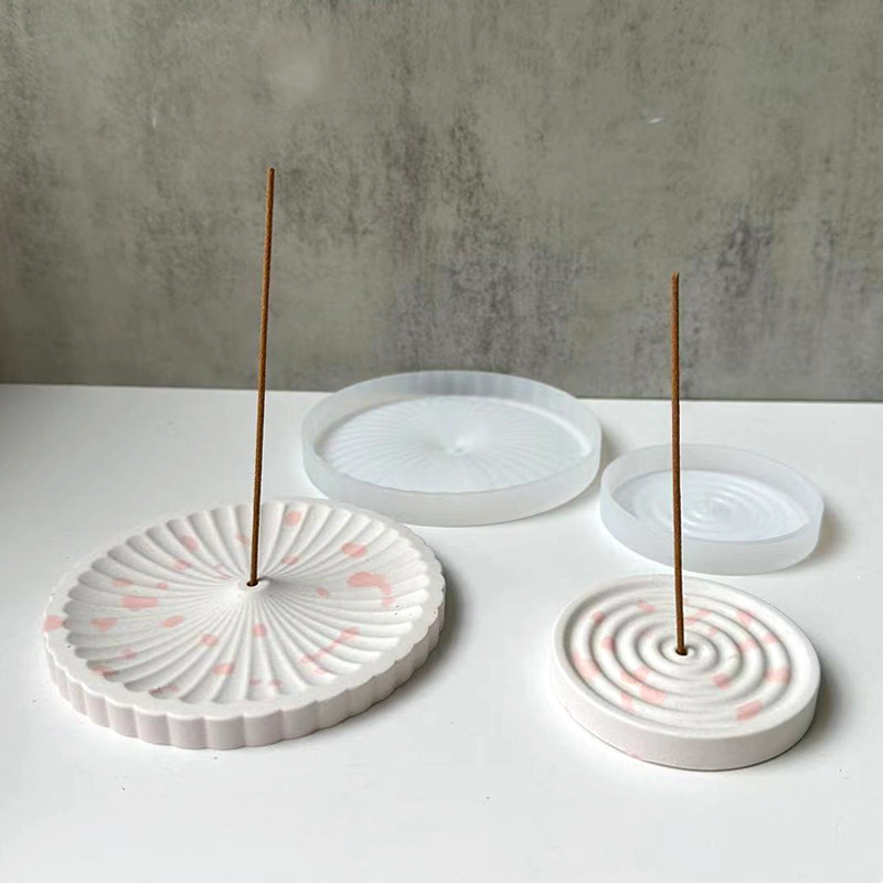 

Incense Tray Silicone Mold Handmade DIY Round Pattern Incense Insert Stick Holder Cement Plaster Mould Crafts Making Home Decor