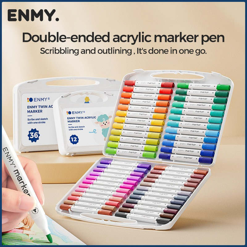 

ENMY Drawing Pen Spidol Marker Akrilik untuk Graffiti Set Color Box Kecil 36/48/60/80 Warna Menarik untuk Seni​