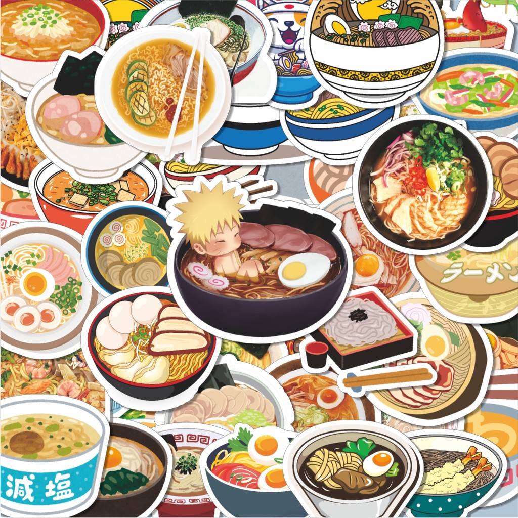 

100PCS Lucu Stiker Makanan Series Japanese Ramen Illustration Stiker Aesthetic Stiker Anti Air Stikers Berperekat Waterproof sticker decal buat Motor Helm Buku Journal Koper Casing HP Laptop Botol Minum Hadiah anak