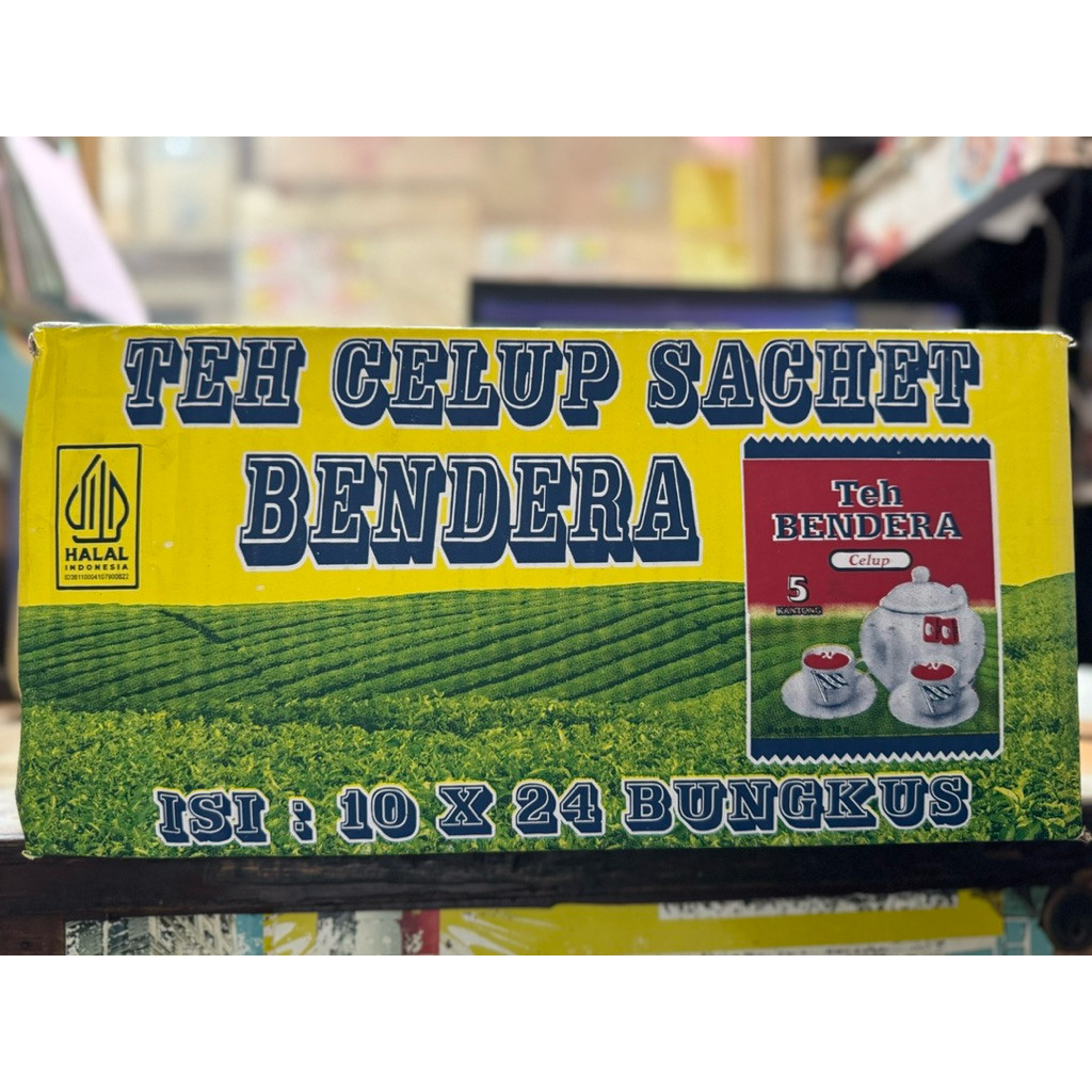 

Teh Bendera celup sachet 10g @ 10x24 bungkus =240 sachet / 1 dus