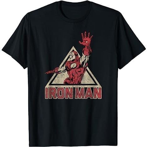 Baju Kaos Dewasa Marvel Iron Man Power Triangle Retro Vintage Graphic