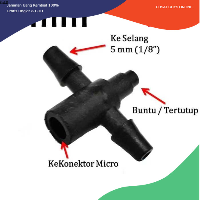 PUSAT Micro Tee 5 mm Head / Micro Tee 5 mm Head Nepel Cabang 2