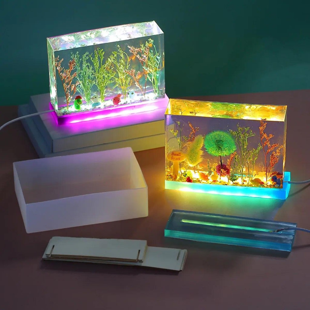 

Dry Flower 3D Cube Ornament Square LED Lamp Holder Cuboid Silicone Abrasive DIY Crystal Epoxy Resin Mold Handicrafts