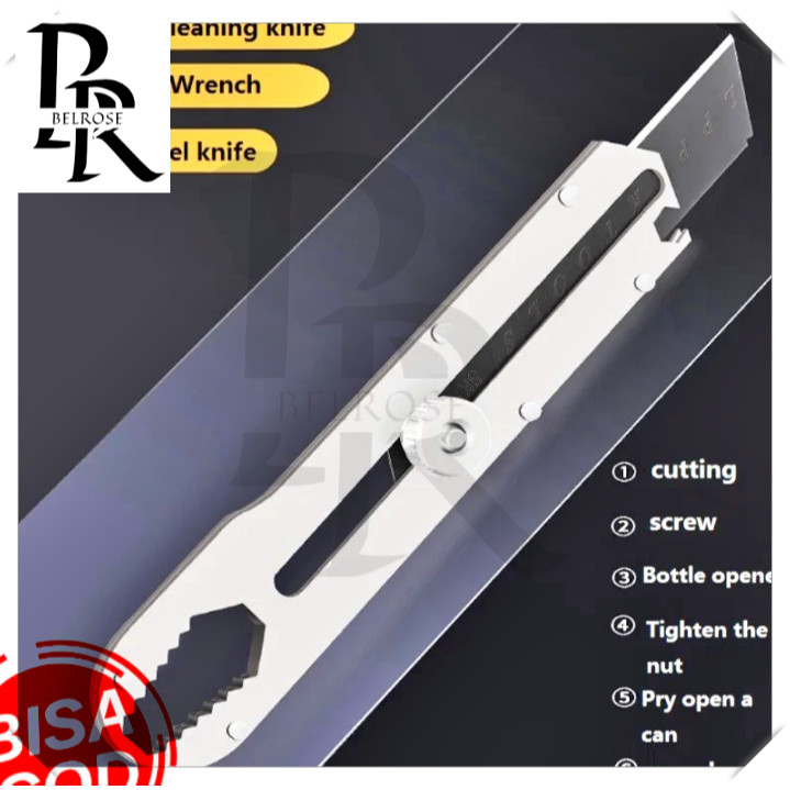 

Pisau Cutter Stainless Besar 9in1 Super Tajam Tahan Karat / Penggaris Screw Buka Kaleng Tutup Botol Baut Sekrup Mur Cuter Kater