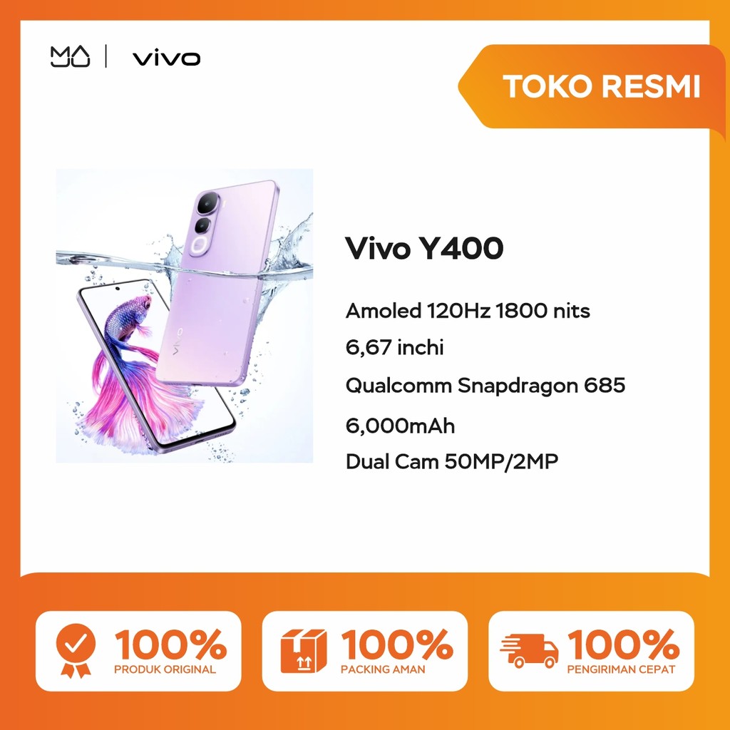 Vivo Y400 8/128GB [Snapdragon 685, 6000 mAh, Android 15] - Garansi Resmi