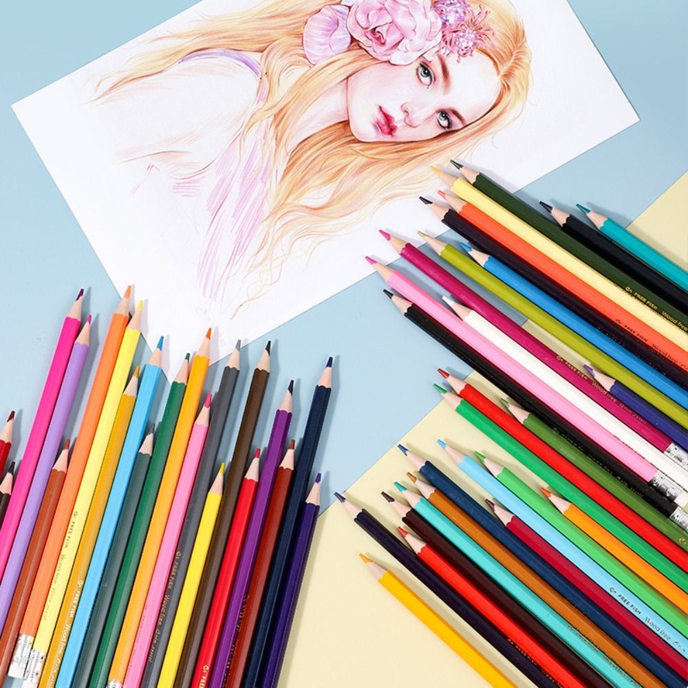 

1 Set 12/18/24/36/48 Colors Painting Pencil Set Oil-based with Eraser Stationery Pencil Colored Pencils Hand-Painted