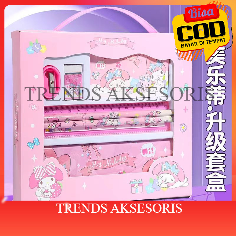 

[TRENDS COD]. Paket Alat Tulis Lengkap Sanrio, Kuromi, My Melody, Connamoroll / Alat Tulis Lucu Karakter / Paket ATK Sekolah/ Alat Tulis Sekolah Lucu/ Stationary Set/ ATK 7 in 1
