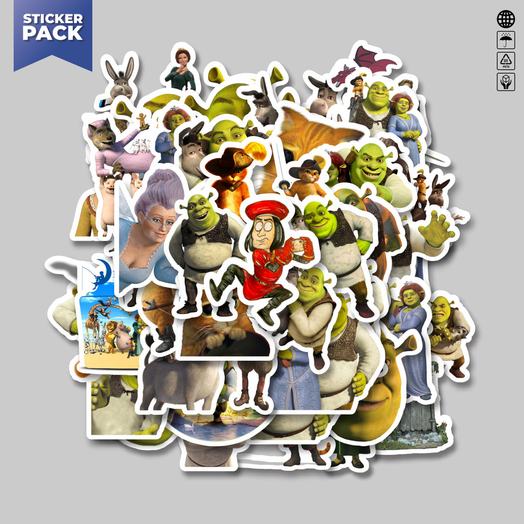 

[100PCS]Stiker Pack Stiker Dreamworks Series Shrek Character Mix Aesthetic Vinyl Anti Air Dekorasi Sticker Laptop Buku Journal Koper Helm Casing HP Gitar Helm Skateboard