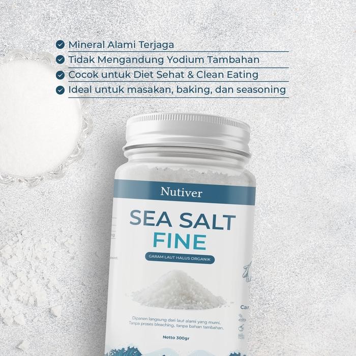 

Promo Nutiver | Sea Salt Fine | Garam Laut Halus | Garam Laut Halus Organik | Tanpa Yodium Tambahan Cocok Untuk Masakan 300 gram | Garam Laut