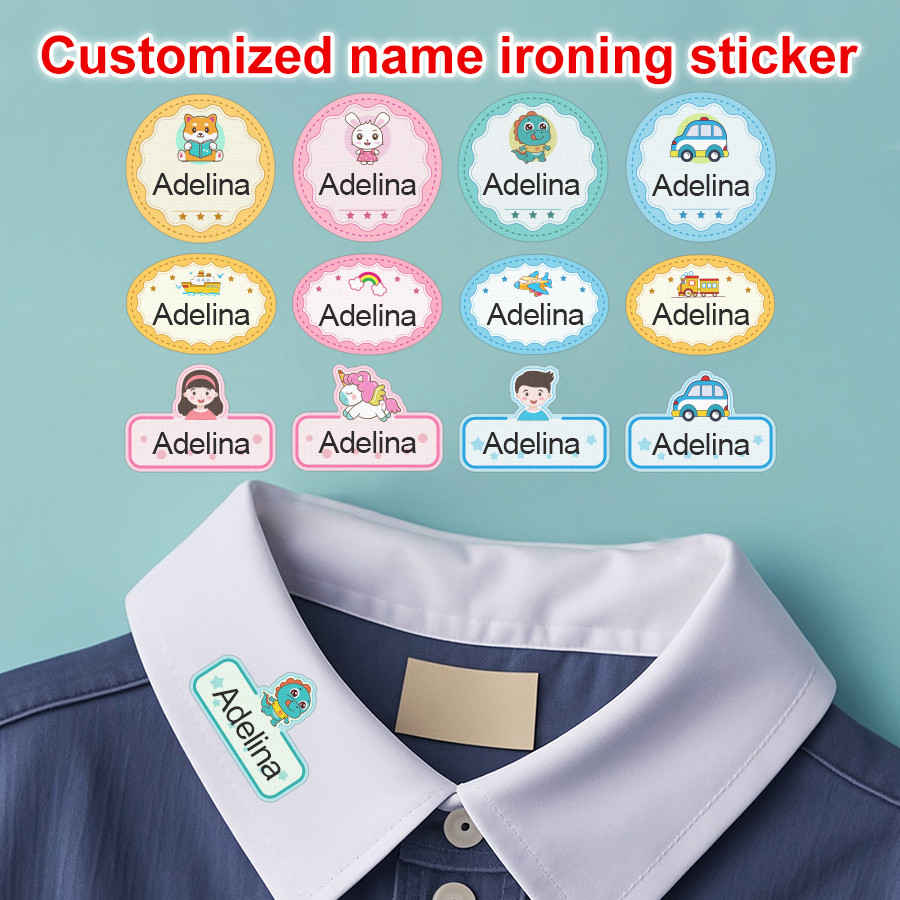 

‌Personalized Name Tags for Kids Clothing - Waterproof Custom Labels School Essentials,Iron-On Stickers for Backpacks & Uniforms
