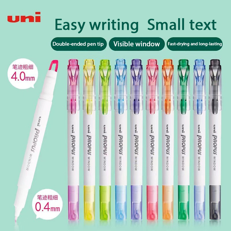 

Japanese uni PROPUS Window Highlighter Pen,103T/102T Full Colores Double Head Hand account marking pen no smudging Art Stationer