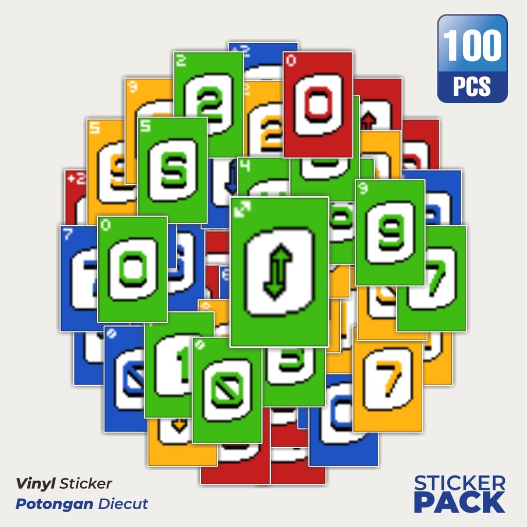 

Super Hemat! 100 PCS Stiker Game Kartu UNO V7 Waterproof Aesthetic- Untuk Laptop, Motor, dan Helm - Paper Stationery Pack