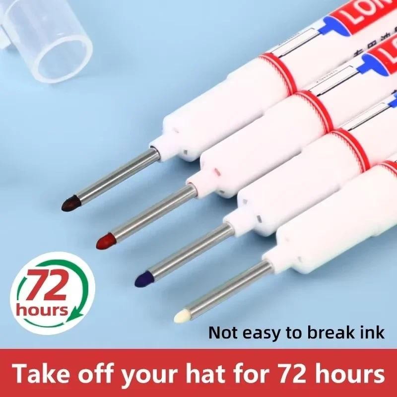 

6PCS Multi-Purpose Waterproof Marker Pen 20mm Long Nib Head Construction Site Woodworking Deep Hole Scribing Paint Marker Pen