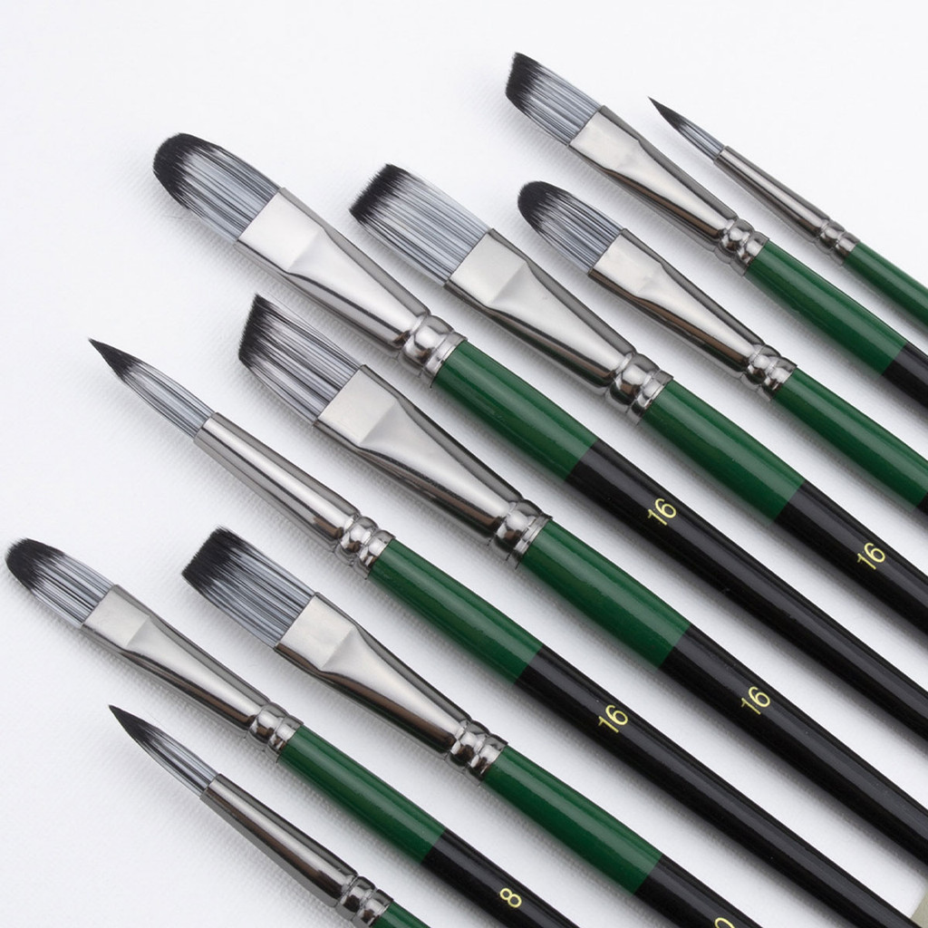 

6/24pcs Nylon Oil Paint Brush Set - Professional Watercolor & Oil Brushes for Artists, Crafts, and Detail Work, Black Handles wi