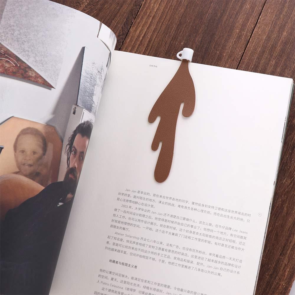 

PU Leather Spilled Coffee Bookmark Unique Design Stationery Funny Bookmarks Book Clip Reading Gift Coffee Bookmark