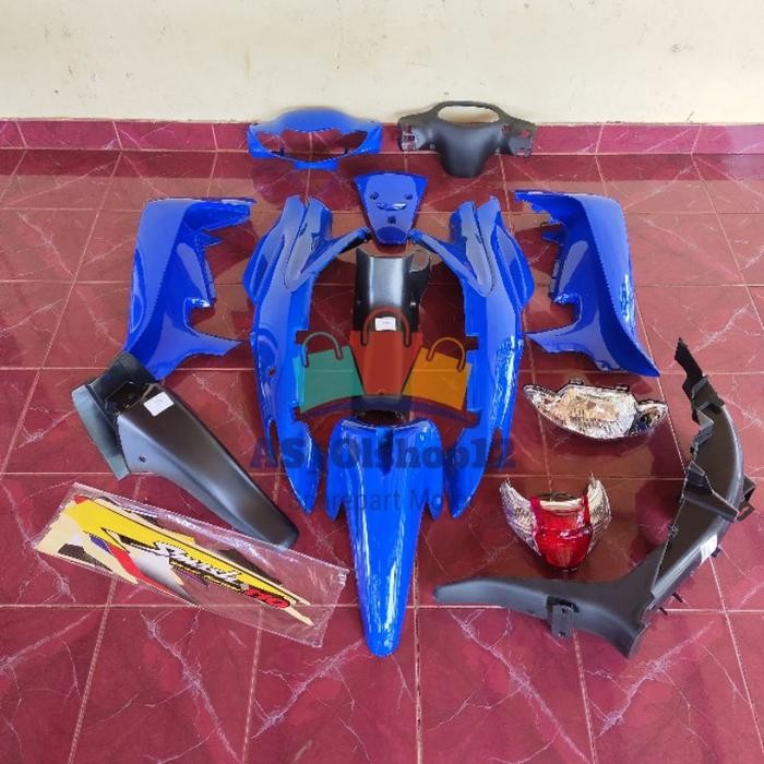 FULL BODY HALUS KASAR 1 SET LAMPU SMASH 110 LAMA BIRU PLUS STRIPING