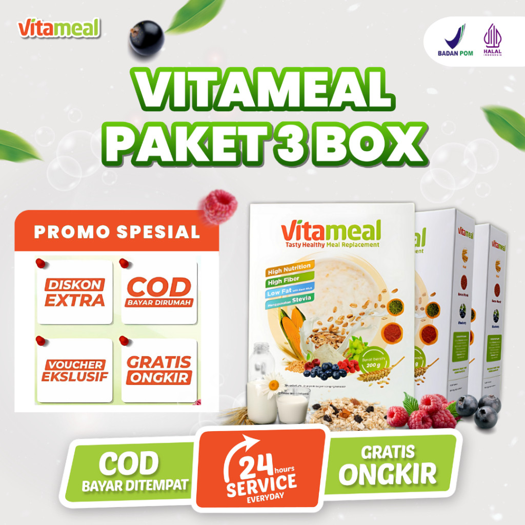 

[TERBUKTI] VITAMEAL PAKET 3 BOX sereal lembut di lambung atasi gerd asam lambung tanpa efek samping bantu redakan perih mual kembung cocok untuk penderita maag sensitif enak bergizi VITAMAEL SUPERFOOD