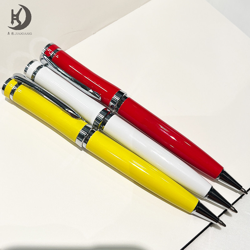 

1 PCS 3035 Yellow Fancy Smooth Writing Metal Twist Business Ball Pen(black ink )