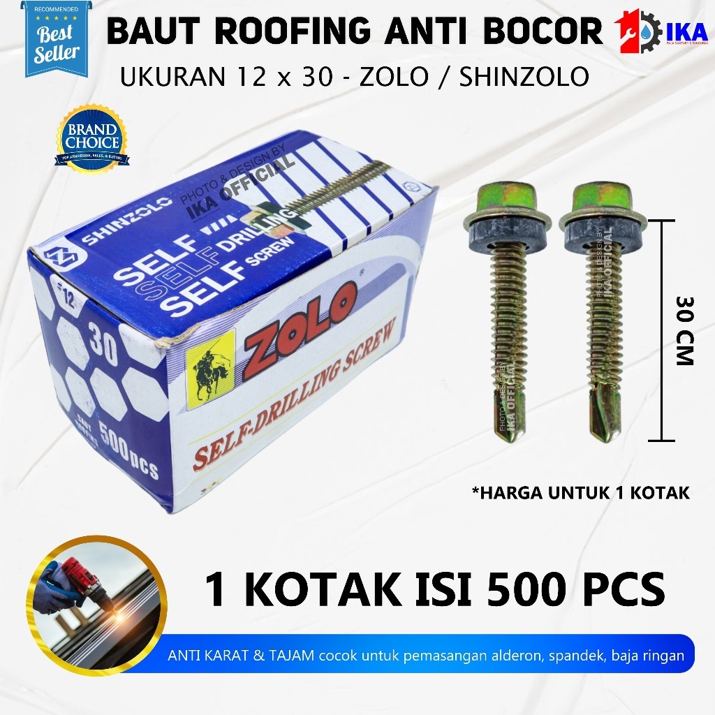 BAUT ROOFING ZOLO 12 x 30 / Baut Rofing ( 3 cm ) / Baut Atap ASLI TAIWAN 100% HIGH QUALITY / Baut Ro