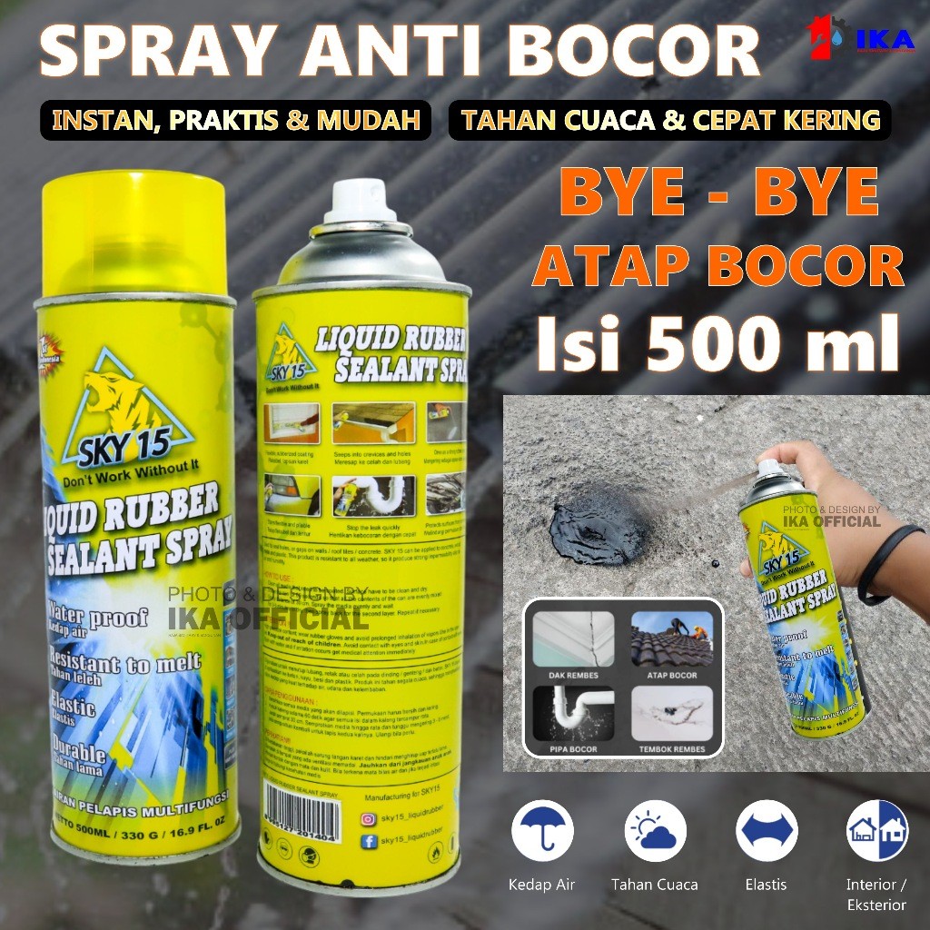 AQUAPROOF TAMBAL BOCOR SKY15 500ML INSTANT ANTI KARAT ANTI BOCOR CEPAT LIQUID SPRAY BISA UNTUK APAPU