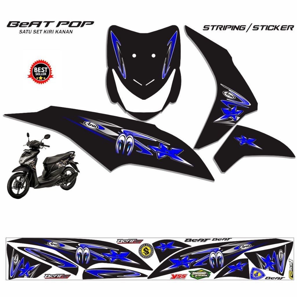 VARIASI MOTOR STIKER VARIASI POLET MOTOR HONDA BEAT POP VARIASI STRIPING SETIKER KEREN BEAT POP