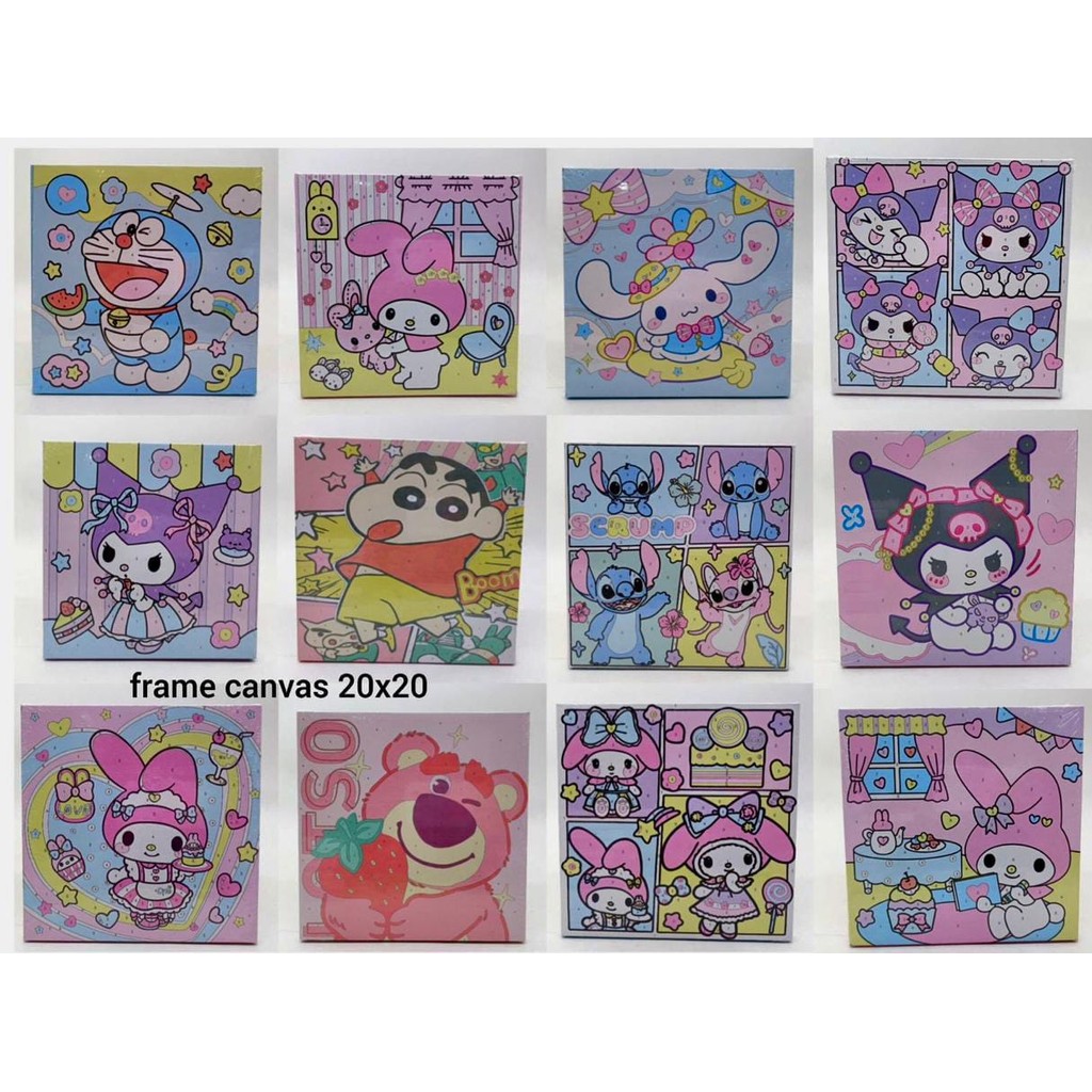 

*KA* Kit Canvas Board Kanvas Alat Lukis With Frame Digital Painting Kartun