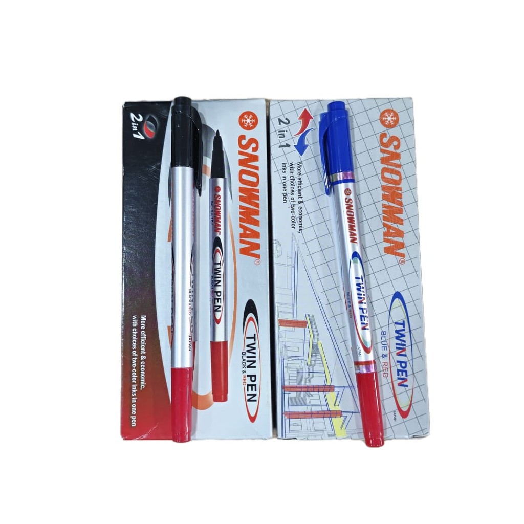

Spidol Twin Pen Biru Merah Snowman TP-1 / Twinpen 2 Warna Double RJT