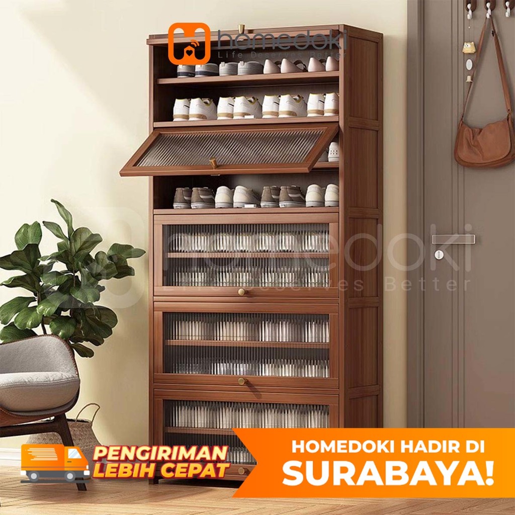 Homedoki Surabaya - Lemari sepatu / rak sepatu kayu / rak sepatu tertutup / rak sepatu sederhana / r