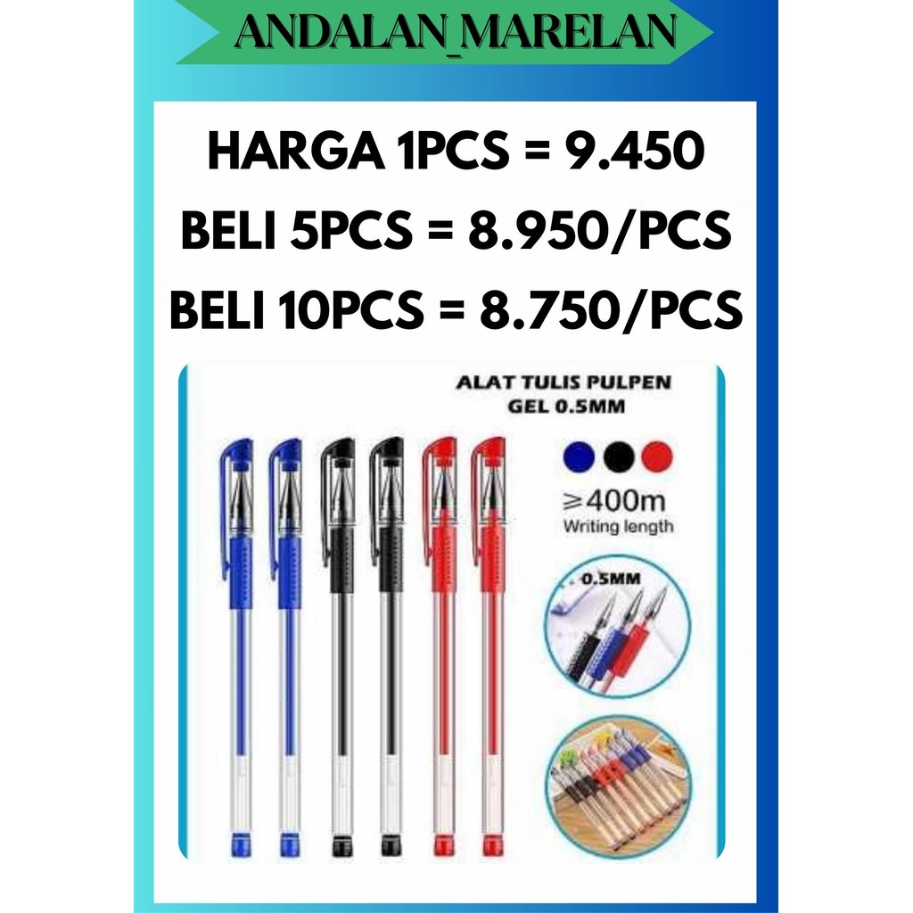 

AM [1 SET 12PCS] PENA GEL PULPEN BOLPOIN PEN MIMI 0.5MM CAIR BIRU / HITAM / MERAH PER LUSIN