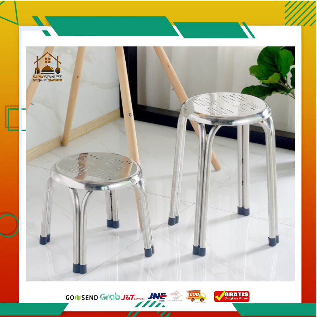 Kursi Besi Stainless steel BANGKU BULAT STAINLESS STEEL TEMPAT DUDUK KURSI SANTAI BD02