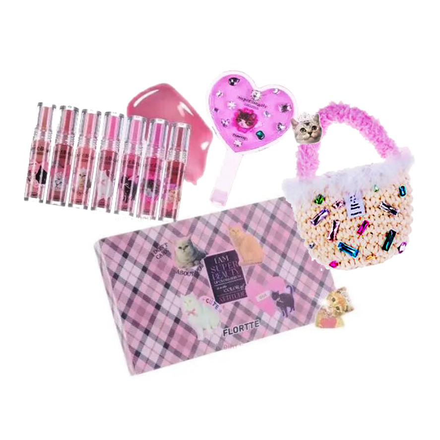 FLORTTE Makeup Kit Full Professional Lip Essence Honey Lip Glaze Complete Gift Set Makeup Set Box Fu