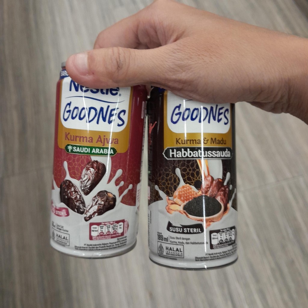 

Nestle Goodness Susu Steril KURMA & MADU HABBATUSSAUDA / KURMA ORIGINAL 189ml