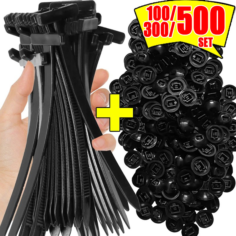 

500PCS Nylon Cable Zip Self-Locking Heavy Duty Zip Ties Indoor & Outdoor General Purpose Cable Tie Buckles Releasable UV Resista