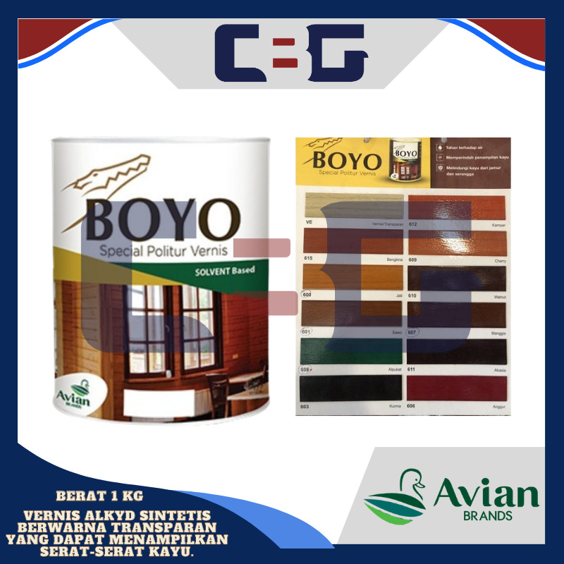 AVIAN BOYO POLITUR PLITUR VERNISH SOLVENT BASED 1 KG
