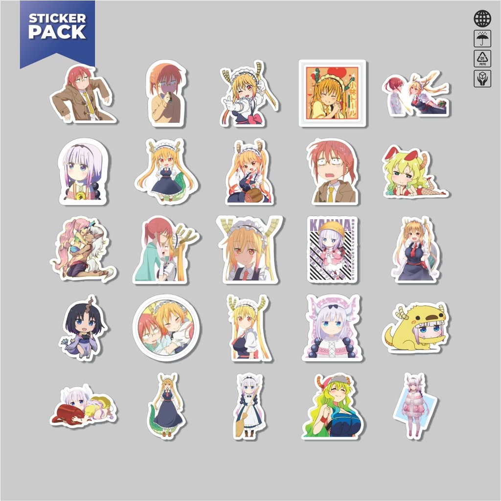 

[100PCS]Stiker Pack Stiker Anime Series Miss Kobayashi's Dragon Maid Karakter Mix 3 Aesthetic Vinyl Anti Air Dekorasi Sticker Laptop Buku Journal Koper Helm Casing HP Gitar Helm Skateboard