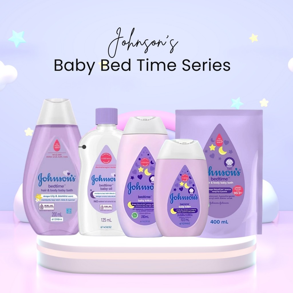 MFI - JOHNSON'S BABY Bedtime Series | Body Lotion 100 & 200 mL | Baby Oil 125 mL | Hair & Body Baby 