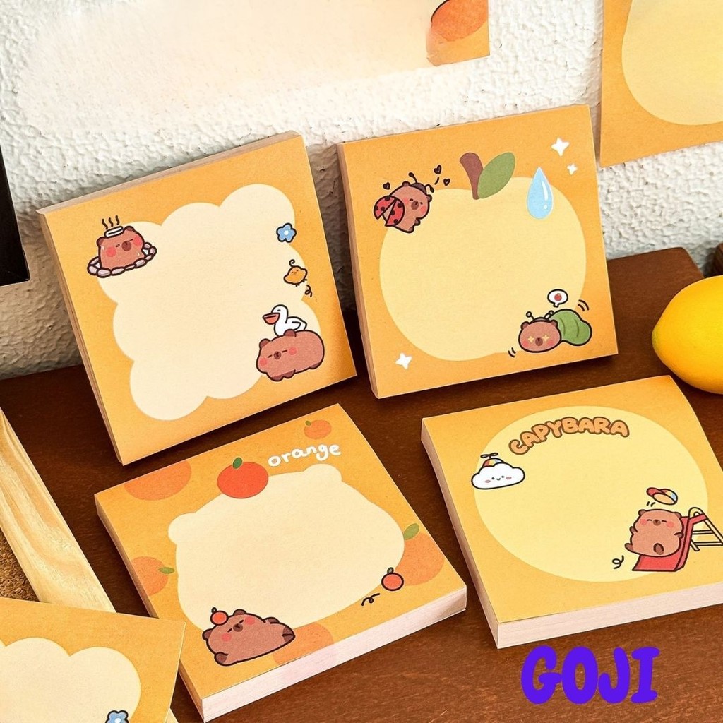 

GOJI Sticky Notes Karakter Capybara Lucu Kertas Catatan Tempel 50 Lembar Stick Note