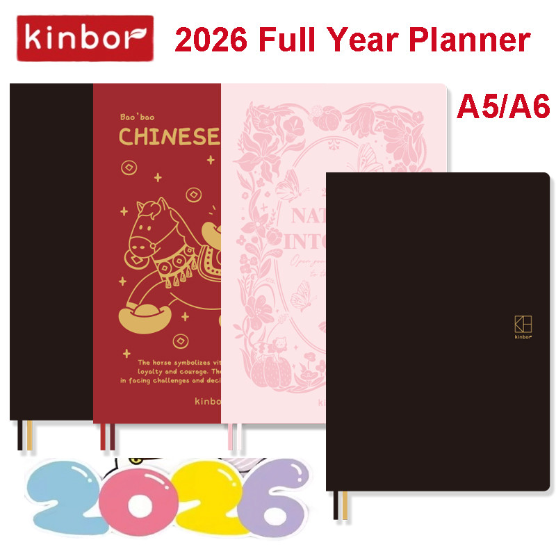 

2026 Kinbor Notebook Planner 52g Bachuan Paper A5 A6 Full Year Agenda Schedule Daily Timeline Weekly Plan Efficiency Journal