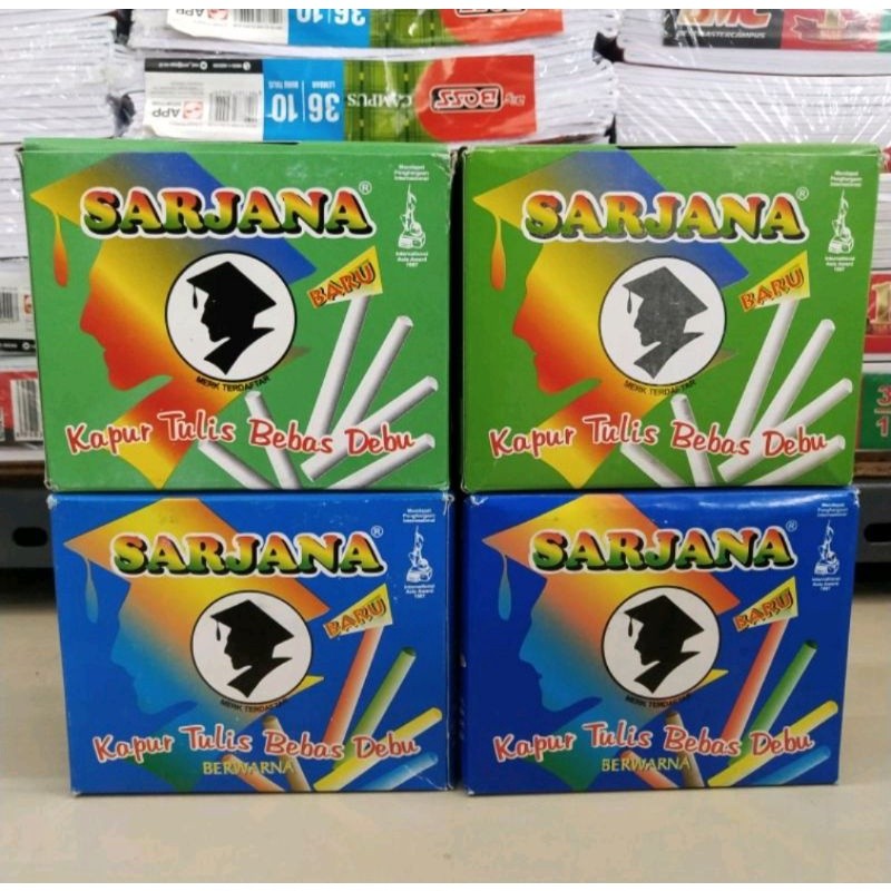 

Kapur Tulis Sarjana Bebas Debu +free buble wrap( 1pak/50batang )