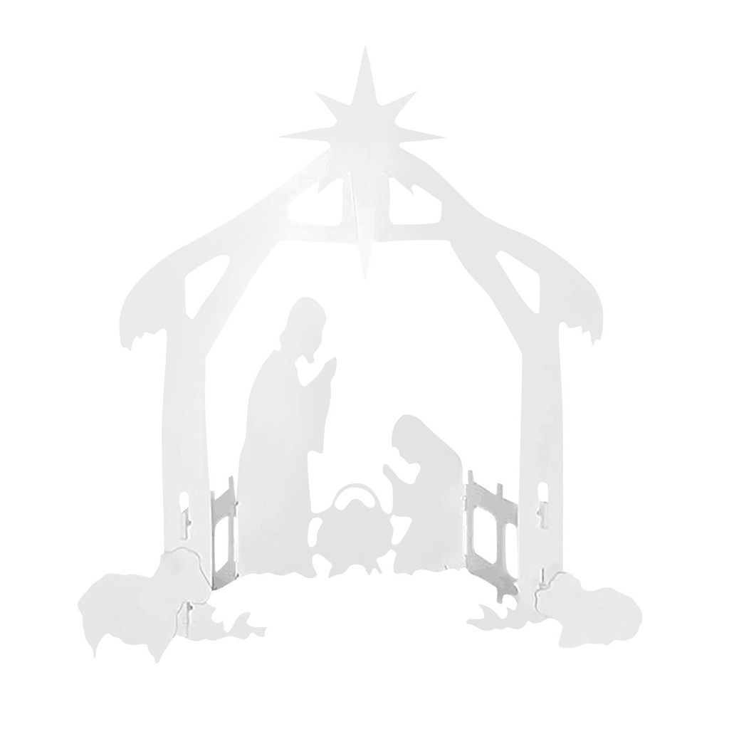 

Christmas Jesus Scene Decor Courtyard Display Cards Christ Hollow Board Outdoor Lawn Plug In Assembly Cards Large 75x70x40cm