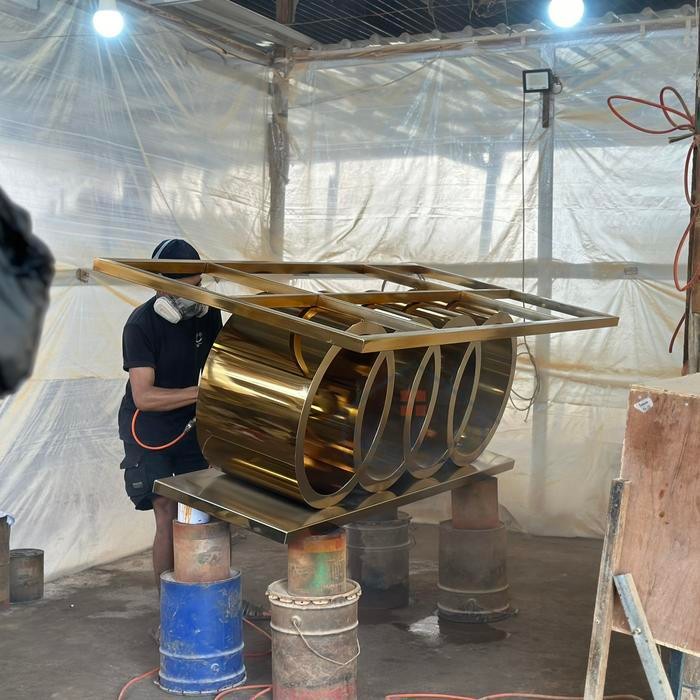 Kaki Meja Stainless Gold Bulan Sabit