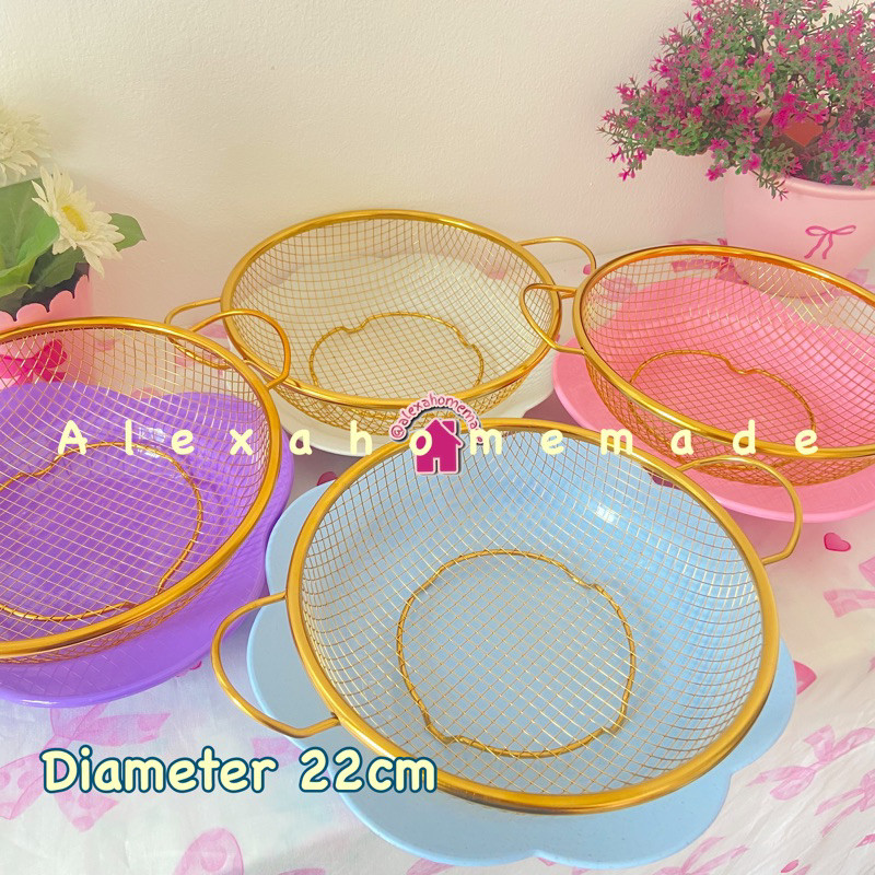 

KERANJANG EMAS + WADAH TIRISAN GORENGAN JUMBO - keranjang makanan/tirisan makanan/wadah saji