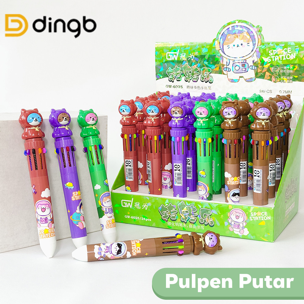 

DINGB Pulpen 10 Warna Kucing Astronaut Lucu Bisa Diputar – Bolpen Anak Sekolah 3D Imut GW-6025