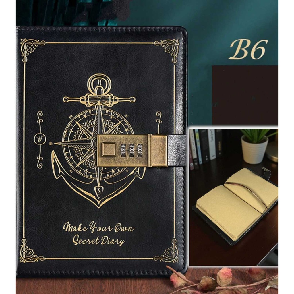 

HAPFY Buku Catatan Aesthetic INU148 / B6 With Lock Anchor / Diary Book Retro Vintage Klasik Kulit
