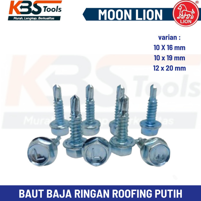 Baut Baja Ringan MOON LION - Baut Spandek Drilling Roofing Putih